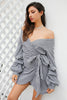 Off shoulder plaid wrap sexy dress - Empress Dresses