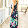 Women’s navy floral maxi dress - Empress Dresses